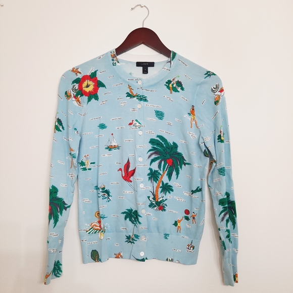J. Crew Jackie Cardigan In Vintage Florida Print, Small - Picture 4 of 7